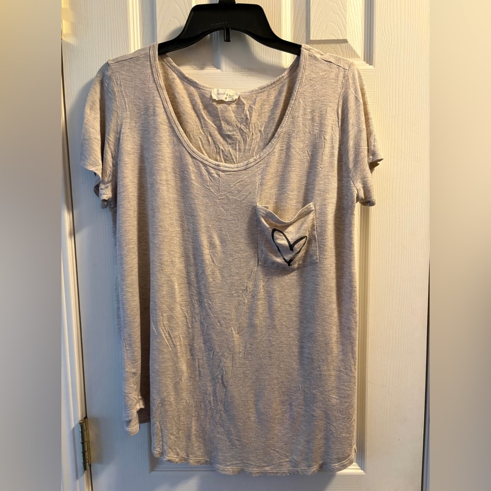 Tan Women's Scoop Neck Pocket Tee